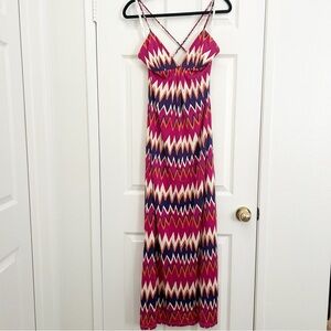 JB by Julie Brown Zigzag Maxi Dress - Pink and Cream